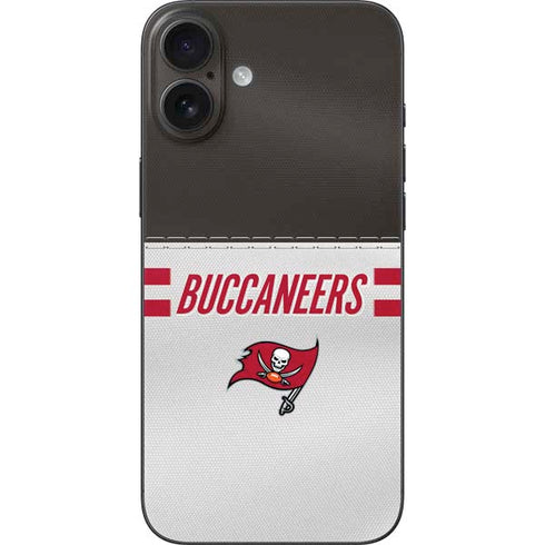 NFL Tampa Bay Buccaneers White Striped iPhone 16 Plus Skin